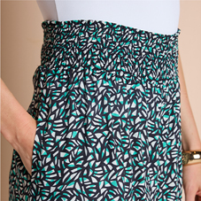 Deep Shirred Waist Print Culotte - LT335